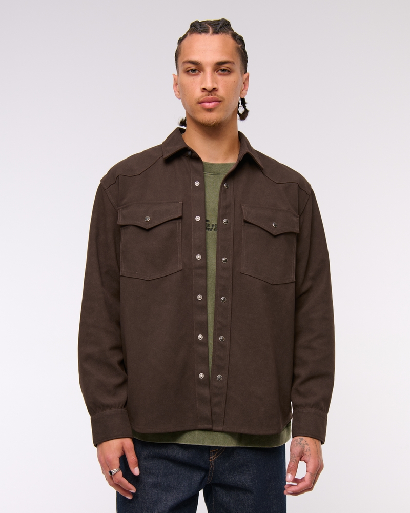 Vegan Suede Button-Up Shirt
