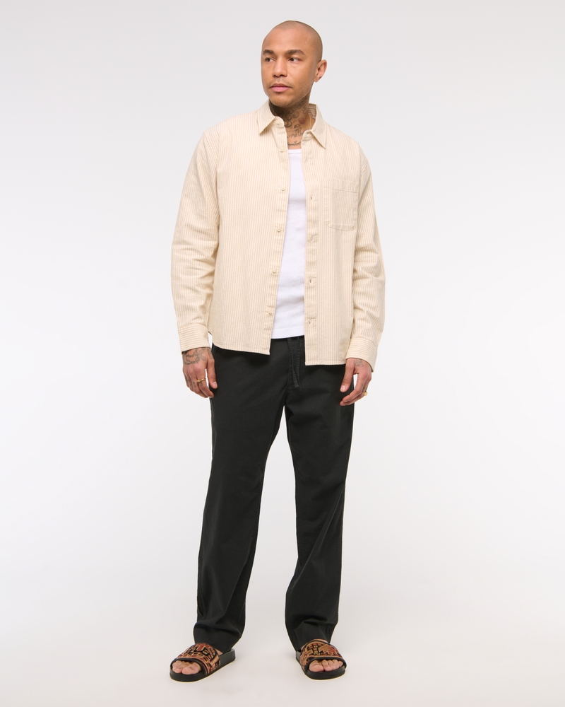Loose Linen-Blend Pull-On Pant