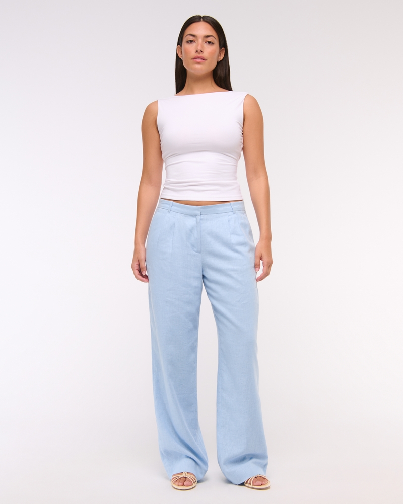 Curve Love A&F Sloane Low Rise Tailored Linen-Blend Pant - Image 7