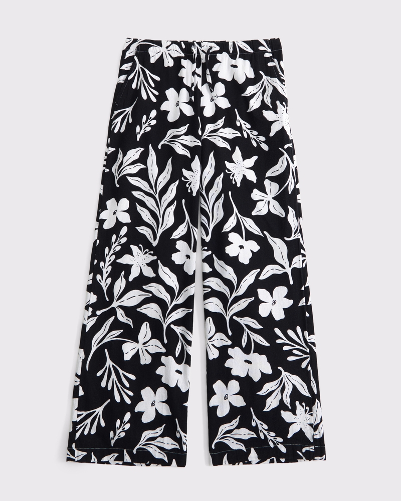 high rise ultra wide leg linen-blend pants